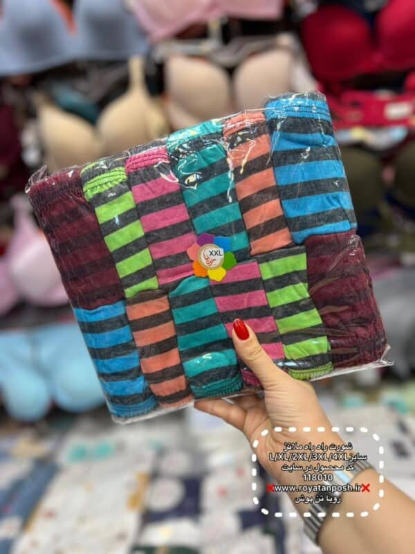 شورت لیفه ای ملانژ راه راه( جین 12تایی )