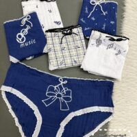 شورت عروسکی 2-2887 موزیک سرمه ای سفید( جین12 عددی )