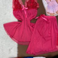 لباس خواب توری کد 659( پک 6 عددی )2 عدد مشکی