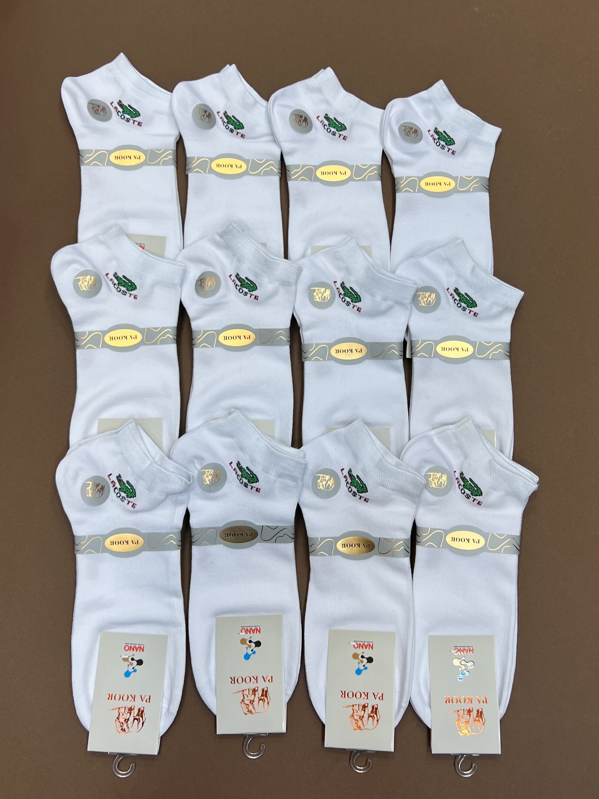 جوراب مچی مردانه سفید LACOSTEجعبه ای ( 12 جفتی )