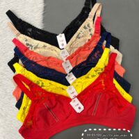 سوتین نخی الوان بالا دانتل 90-95-100( جین 12تایی )